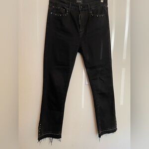 DRIFTWOOD Women’s Studded Black Straight Crop Denim Jeans‎ waist 28